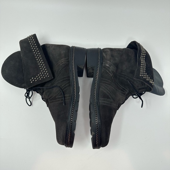 Stuart Weitzman Yadastud Gray Fold Down Studded Combat Boots Women's 10M - Picture 8 of 16